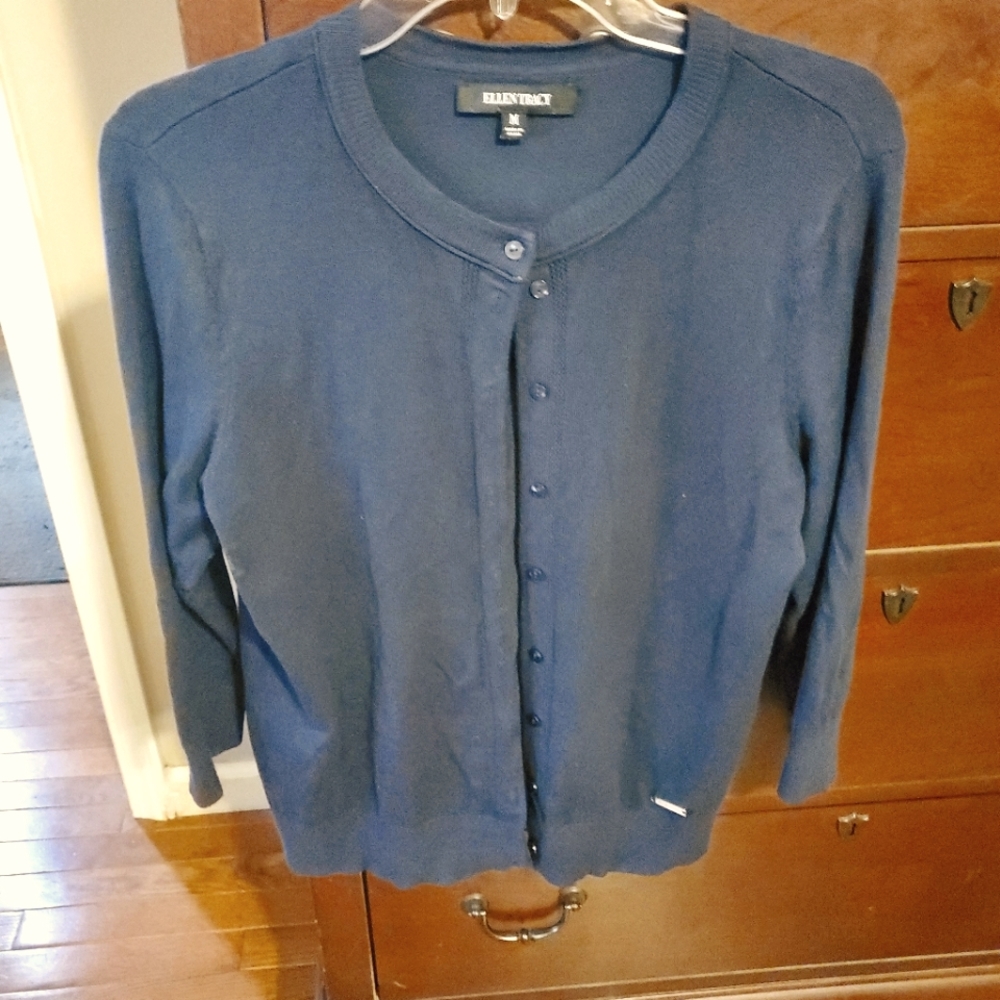 Ellen Tracy Navy Cardigan M